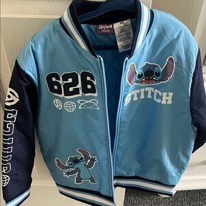 Disney Light Blue & Navy Lilo & Stitch Varsity Jacket, never worn!